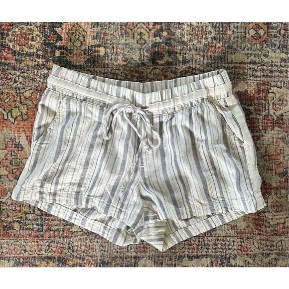 Bella Dahl Linen Blend Stripe Drawstring Shorts - Picture 1 of 5